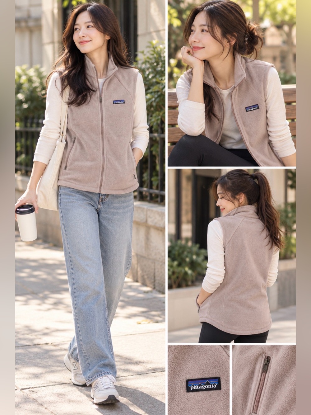 Patagonia Women’s Taupe Fleece Vest - Light Taupe Zip-Up